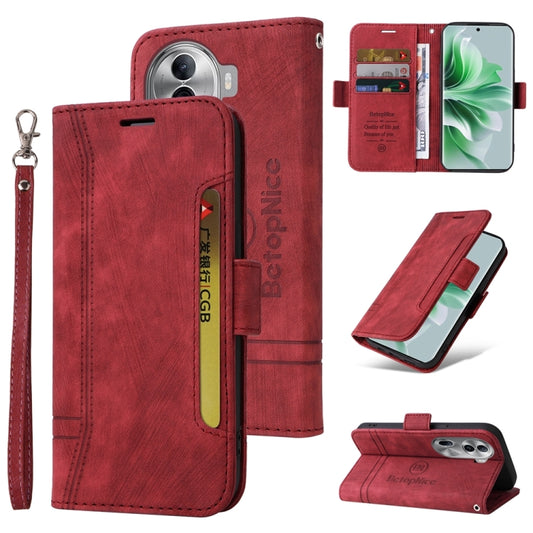 For OPPO Reno11 Pro 5G Global BETOPNICE Dual-side Buckle Leather Phone Case(Red) - Reno11 Pro Cases by BETOPNICE | Online Shopping South Africa | PMC Jewellery | Buy Now Pay Later Mobicred