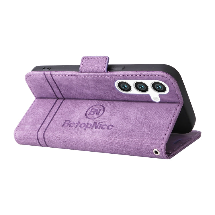 For Samsung Galaxy S24 BETOPNICE Dual-side Buckle Leather Phone Case(Purple) - Galaxy Phone Cases by BETOPNICE | Online Shopping South Africa | PMC Jewellery | Buy Now Pay Later Mobicred