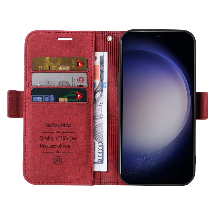 For Samsung Galaxy S24+ BETOPNICE Dual-side Buckle Leather Phone Case(Red) - Galaxy Phone Cases by BETOPNICE | Online Shopping South Africa | PMC Jewellery | Buy Now Pay Later Mobicred