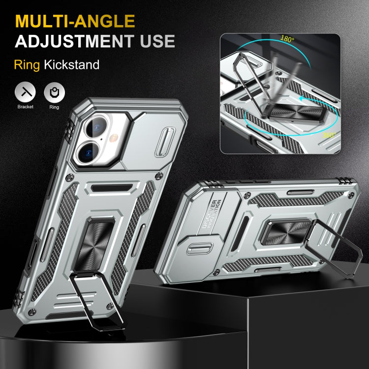 For iPhone 16 Plus Armor PC + TPU Camera Shield Phone Case(Grey) - iPhone 16 Plus Cases by PMC TechLife | Online Shopping South Africa | PMC TechLife | Buy Now Pay Later Mobicred