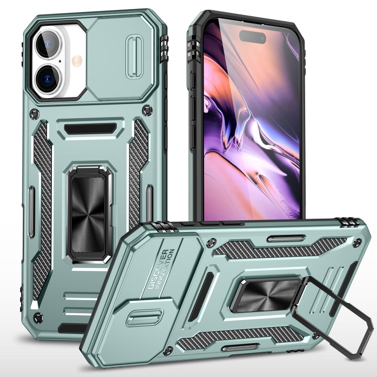 For iPhone 16 Armor PC + TPU Camera Shield Phone Case(Alpine Green) - iPhone 16 Cases by PMC Jewellery | Online Shopping South Africa | PMC Jewellery | Buy Now Pay Later Mobicred