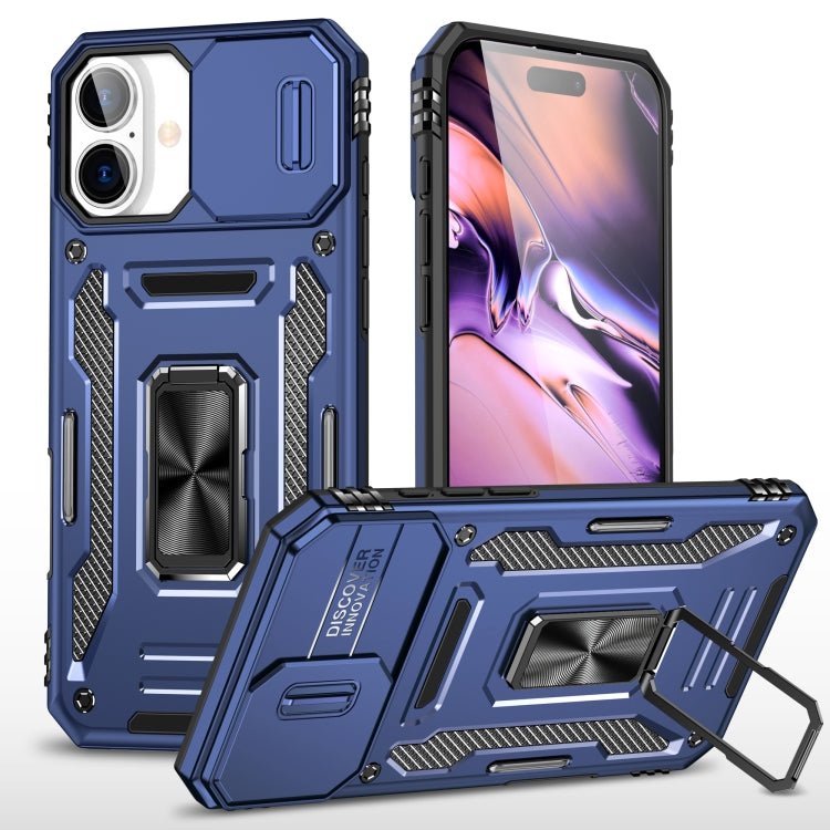 For iPhone 16 Armor PC + TPU Camera Shield Phone Case(Navy Blue) - iPhone 16 Cases by PMC Jewellery | Online Shopping South Africa | PMC Jewellery | Buy Now Pay Later Mobicred