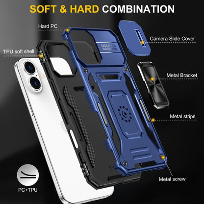 For iPhone 16 Armor PC + TPU Camera Shield Phone Case(Navy Blue) - iPhone 16 Cases by PMC Jewellery | Online Shopping South Africa | PMC Jewellery | Buy Now Pay Later Mobicred