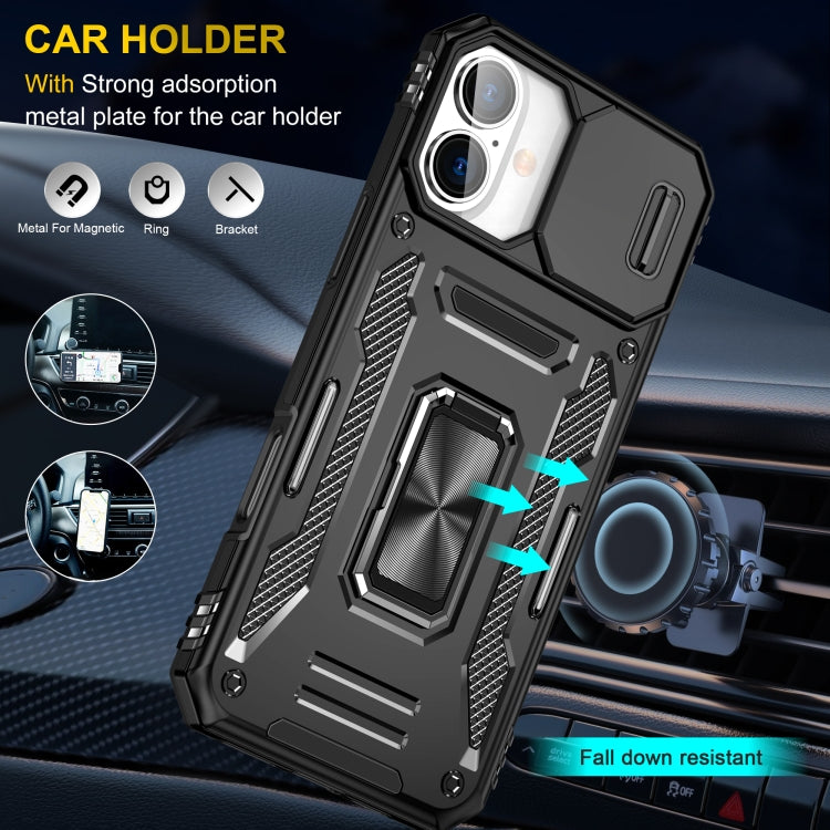 For iPhone 16 Armor PC + TPU Camera Shield Phone Case(Black) - iPhone 16 Cases by PMC Jewellery | Online Shopping South Africa | PMC Jewellery | Buy Now Pay Later Mobicred