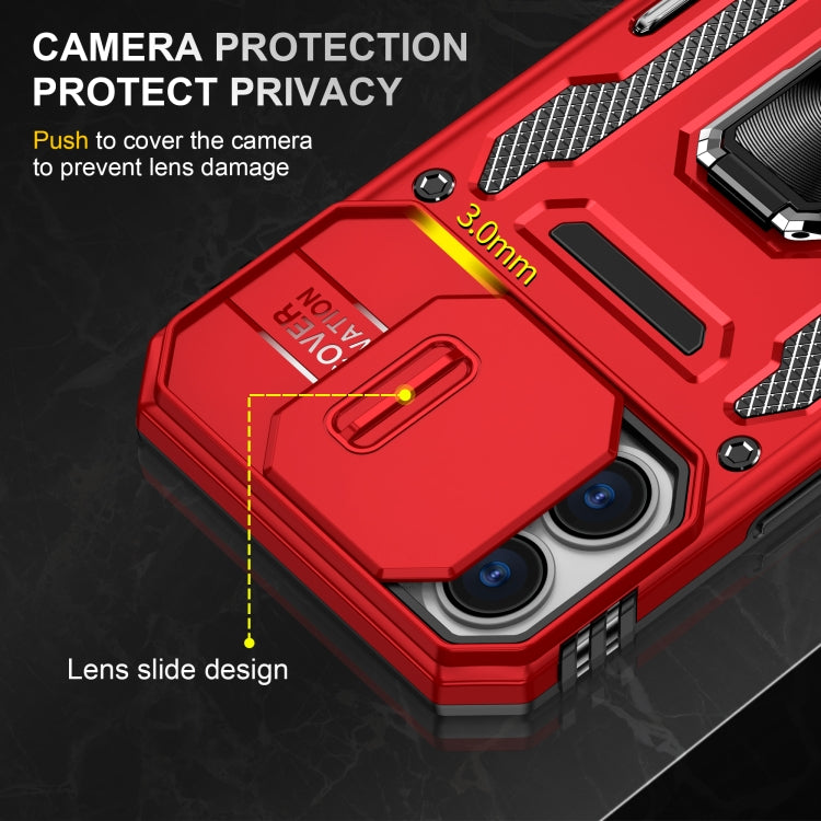 For iPhone 16 Armor PC + TPU Camera Shield Phone Case(Red) - iPhone 16 Cases by PMC Jewellery | Online Shopping South Africa | PMC Jewellery | Buy Now Pay Later Mobicred