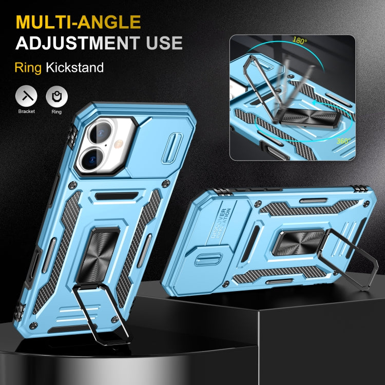 For iPhone 16 Armor PC + TPU Camera Shield Phone Case(Light Blue) - iPhone 16 Cases by PMC TechLife | Online Shopping South Africa | PMC TechLife | Buy Now Pay Later Mobicred