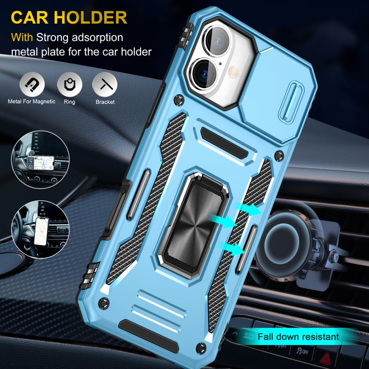 For iPhone 16 Armor PC + TPU Camera Shield Phone Case(Light Blue) - iPhone 16 Cases by PMC Jewellery | Online Shopping South Africa | PMC Jewellery | Buy Now Pay Later Mobicred