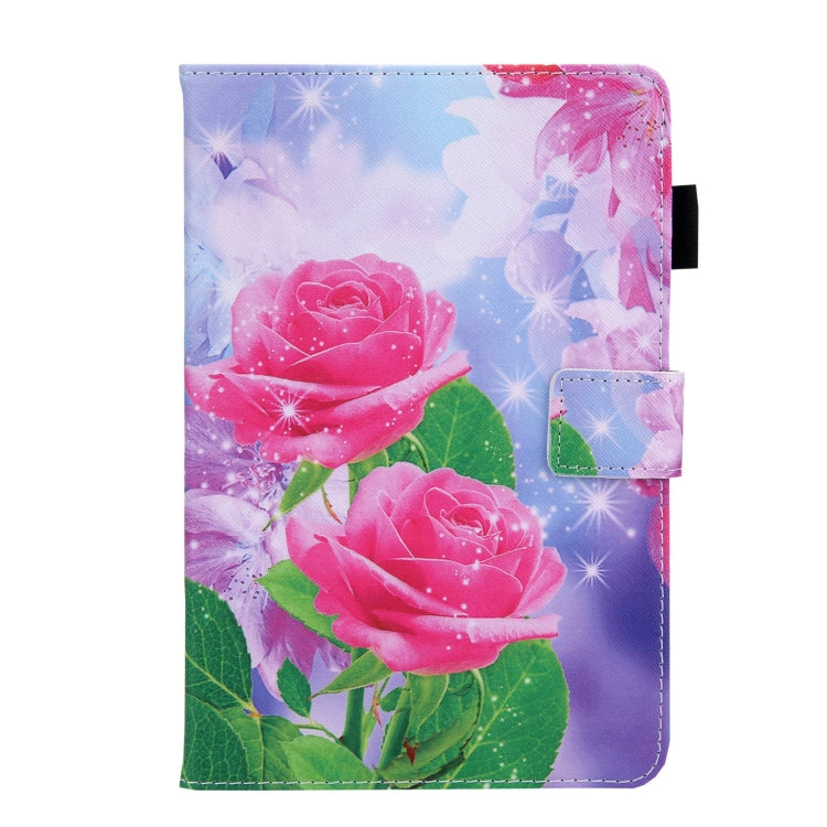 For Amazon Fire Max 11 2023 Colored Drawing Leather Smart Tablet Case(Red Rose) - Amazon by PMC TechLife | Online Shopping South Africa | PMC TechLife | Buy Now Pay Later Mobicred