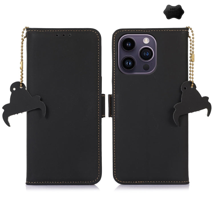 For iPhone 16 Pro Genuine Leather Magnetic RFID Leather Phone Case(Black) - iPhone 16 Pro Cases by PMC TechLife | Online Shopping South Africa | PMC TechLife | Buy Now Pay Later Mobicred