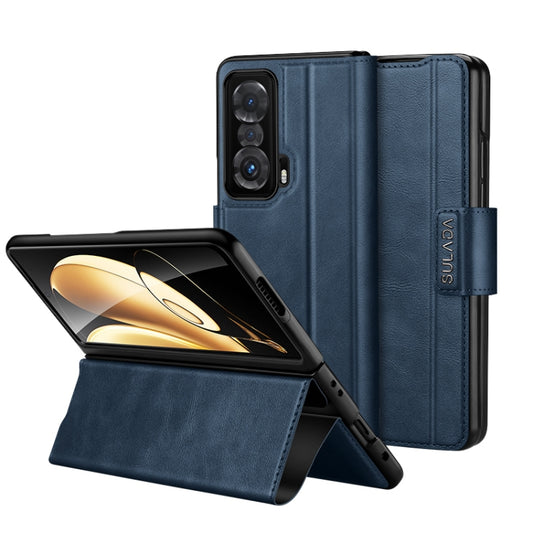 For Honor Magic V SULADA All-inclusive Magnetic Snap Flip Leather Phone Case(Blue) - Honor Cases by SULADA | Online Shopping South Africa | PMC Jewellery | Buy Now Pay Later Mobicred