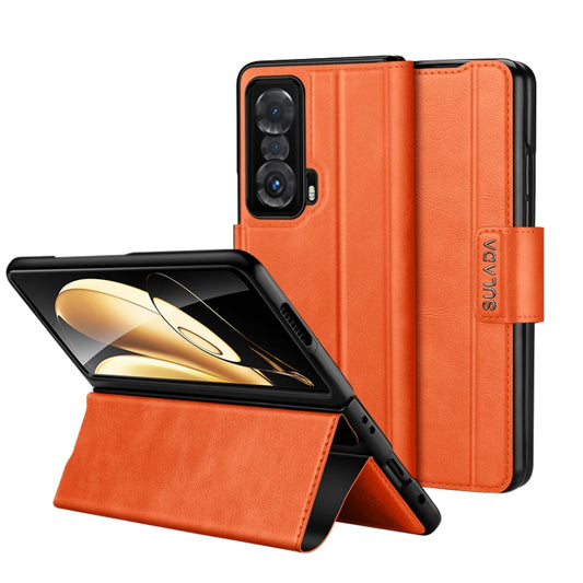 For Honor Magic V SULADA All-inclusive Magnetic Snap Flip Leather Phone Case(Orange) - Honor Cases by SULADA | Online Shopping South Africa | PMC Jewellery | Buy Now Pay Later Mobicred