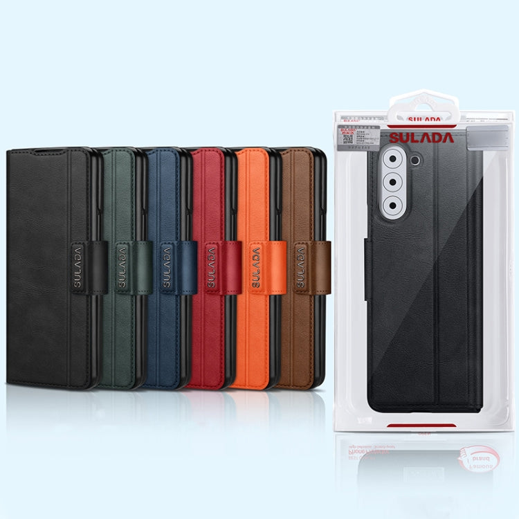 For Honor Magic V SULADA All-inclusive Magnetic Snap Flip Leather Phone Case(Black) - Honor Cases by SULADA | Online Shopping South Africa | PMC TechLife | Buy Now Pay Later Mobicred