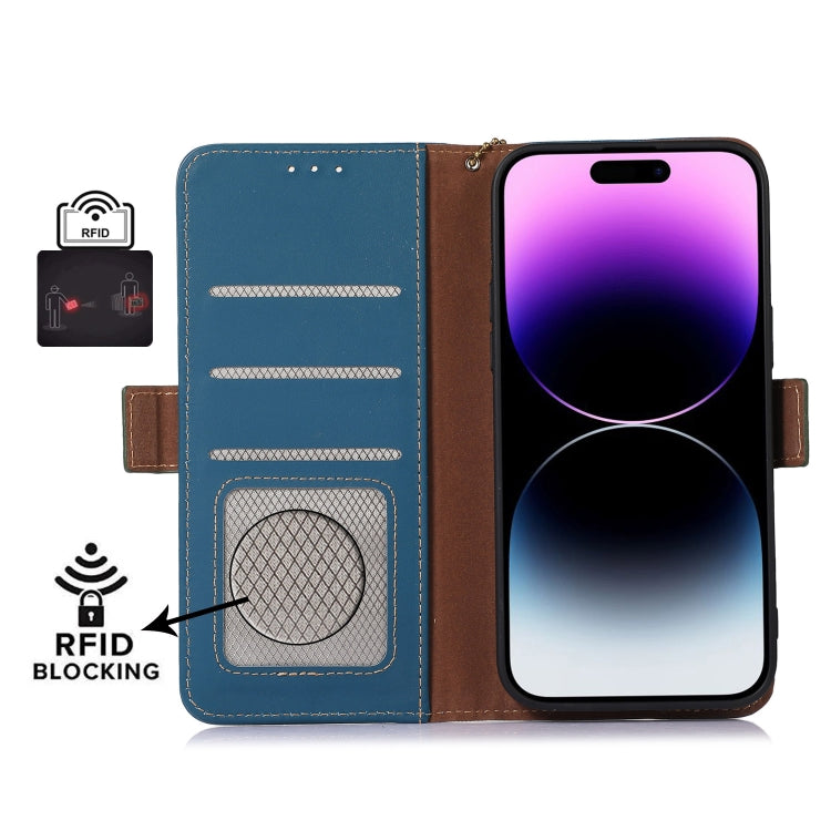 For Huawei Nova 11 Genuine Leather Magnetic RFID Leather Phone Case(Blue) - Huawei Cases by PMC TechLife | Online Shopping South Africa | PMC TechLife | Buy Now Pay Later Mobicred