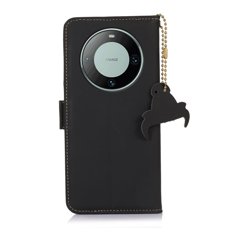 For Huawei Mate 60 Genuine Leather Magnetic RFID Leather Phone Case(Black) - Huawei Cases by PMC TechLife | Online Shopping South Africa | PMC TechLife | Buy Now Pay Later Mobicred