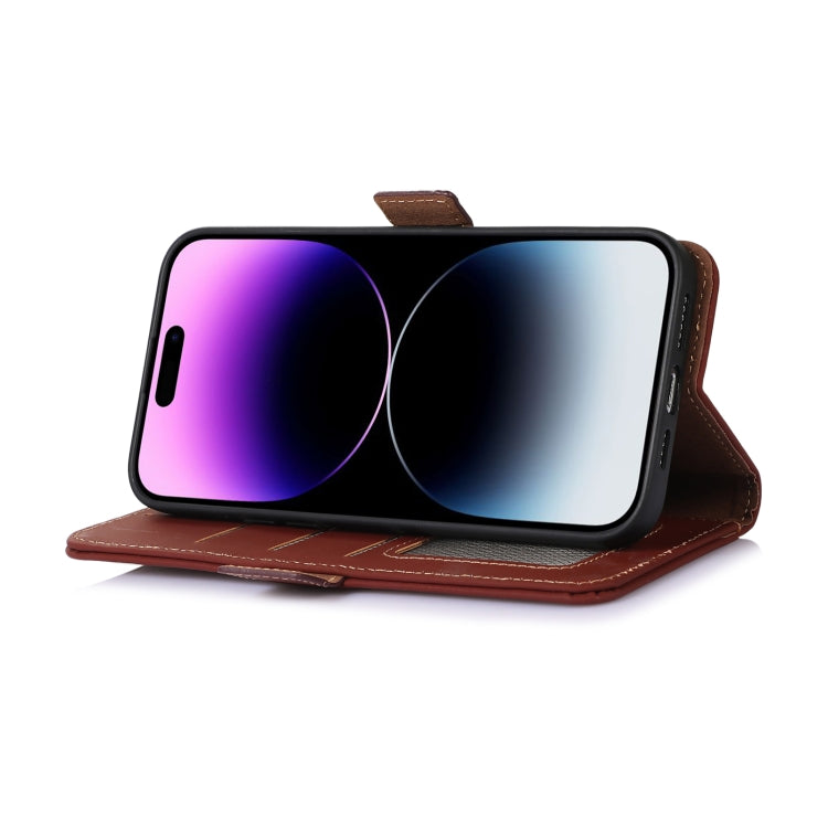 For Huawei Mate 60 Pro Genuine Leather Magnetic RFID Leather Phone Case(Coffee) - Huawei Cases by PMC TechLife | Online Shopping South Africa | PMC TechLife | Buy Now Pay Later Mobicred