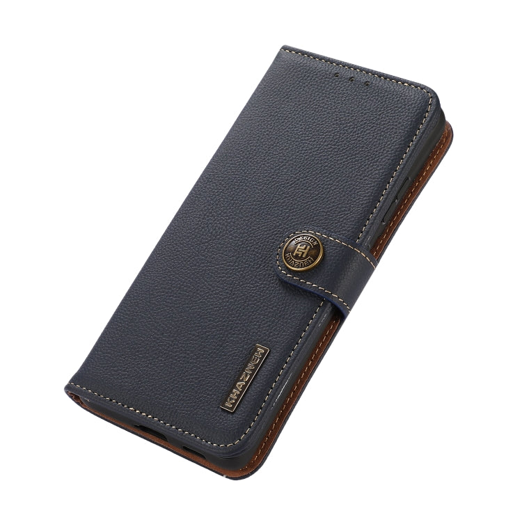 For Samsung Galaxy S24+ KHAZNEH Custer Genuine Leather RFID Phone Case(Blue) - Galaxy Phone Cases by PMC Jewellery | Online Shopping South Africa | PMC Jewellery | Buy Now Pay Later Mobicred