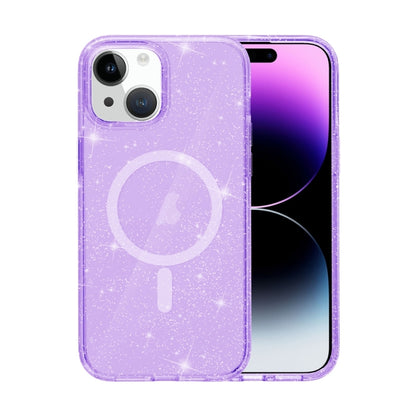 For iPhone 15 Plus Terminator Style Glitter Powder MagSafe Magnetic Phone Case(Purple) - iPhone 15 Plus Cases by PMC Jewellery | Online Shopping South Africa | PMC Jewellery