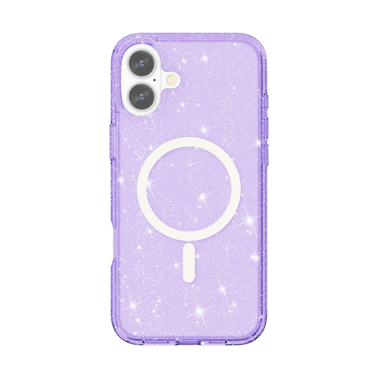 For iPhone 16 Terminator Style Glitter Powder MagSafe Magnetic Phone Case(Purple) - iPhone 16 Cases by PMC Jewellery | Online Shopping South Africa | PMC Jewellery | Buy Now Pay Later Mobicred