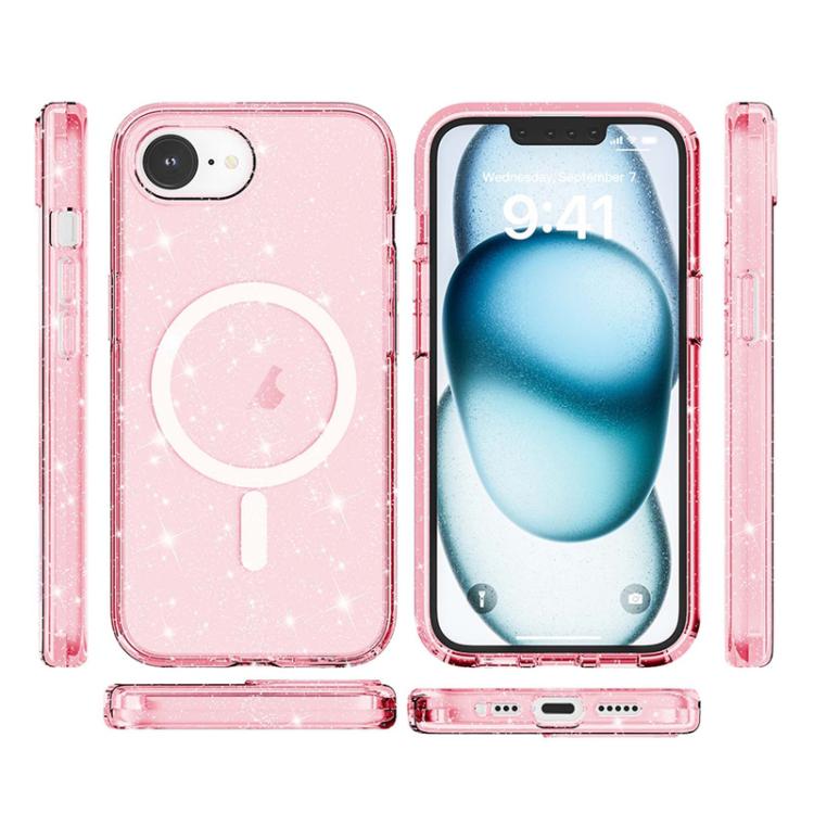 For iPhone 16e Terminator Style Glitter Powder MagSafe Magnetic Phone Case(Pink) - iPhone 16e Cases by PMC TechLife | Online Shopping South Africa | PMC TechLife | Buy Now Pay Later Mobicred