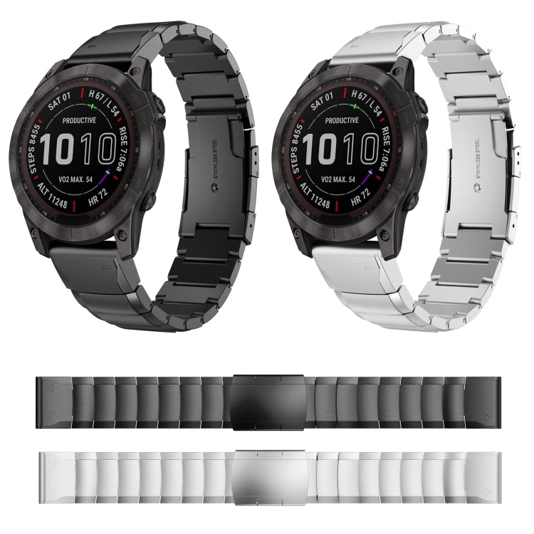 For Garmin Instinct 2X Solar Tortoise Shell Stainless Steel Watch Band(Black) - Watch Bands by PMC TechLife | Online Shopping South Africa | PMC TechLife