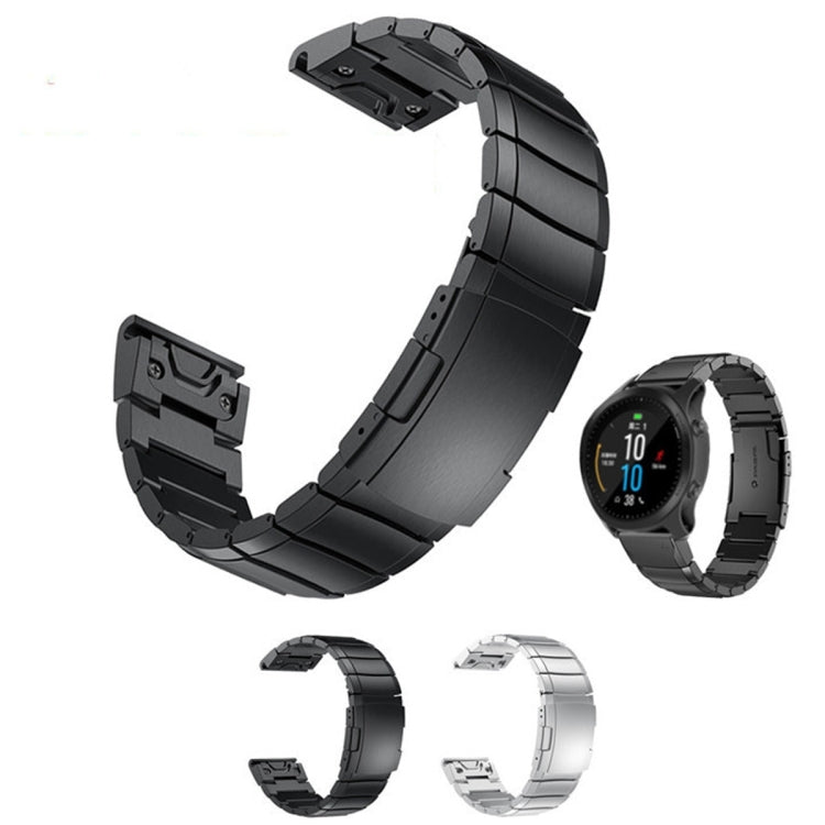 For Garmin Instinct 2X Solar Tortoise Shell Stainless Steel Watch Band(Black) - Watch Bands by PMC TechLife | Online Shopping South Africa | PMC TechLife