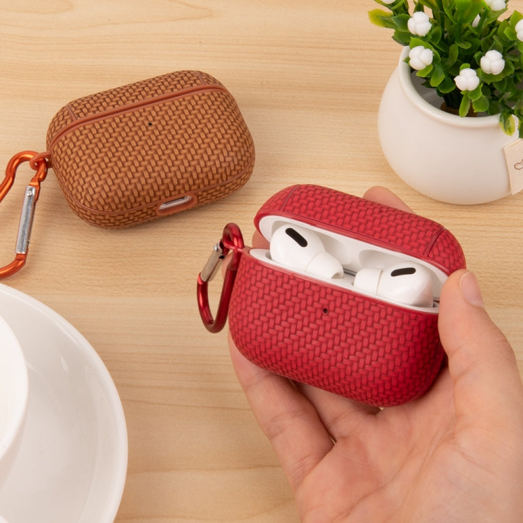 For AirPods 1 / 2 Woven Skin Texture PC TWS Earphone Protective Case(Red) - For AirPods 1/2 by PMC Jewellery | Online Shopping South Africa | PMC Jewellery | Buy Now Pay Later Mobicred