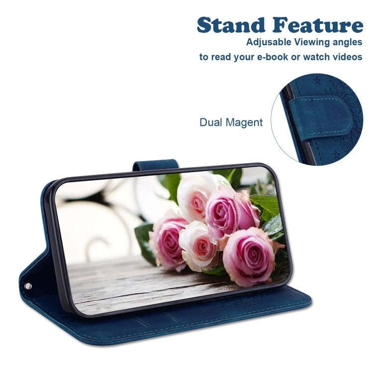 For OPPO A60 4G Butterfly Rose Embossed Leather Phone Case(Blue) - OPPO Cases by PMC TechLife | Online Shopping South Africa | PMC TechLife | Buy Now Pay Later Mobicred
