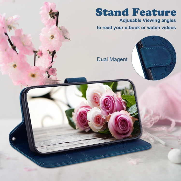 For Realme 12 5G Butterfly Rose Embossed Leather Phone Case(Blue) - Realme Cases by PMC TechLife | Online Shopping South Africa | PMC TechLife | Buy Now Pay Later Mobicred