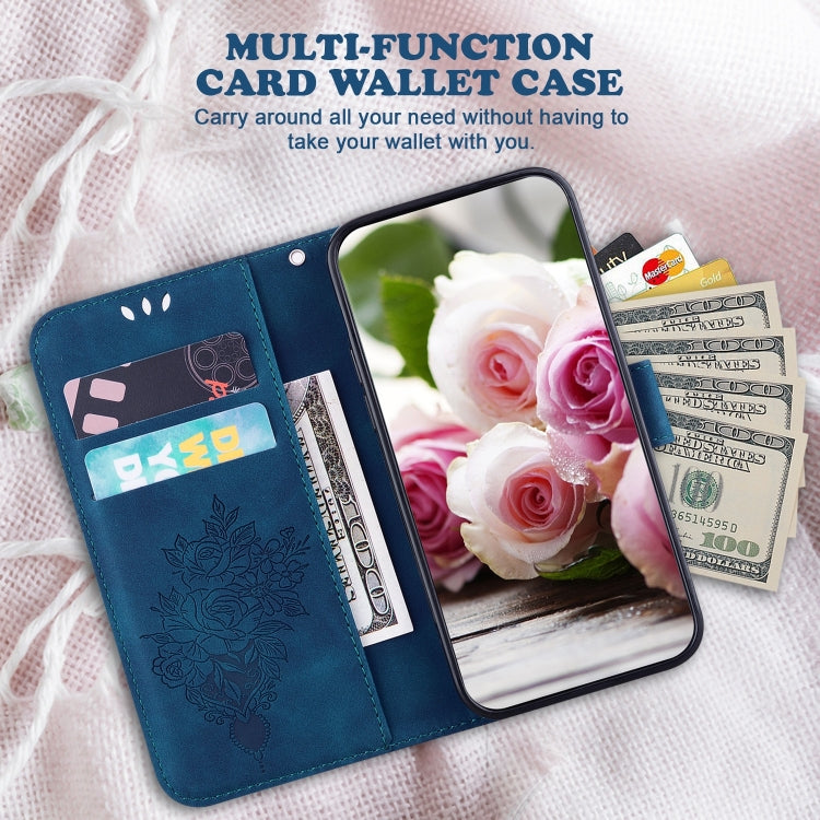 For Realme 12 5G Butterfly Rose Embossed Leather Phone Case(Blue) - Realme Cases by PMC TechLife | Online Shopping South Africa | PMC TechLife | Buy Now Pay Later Mobicred