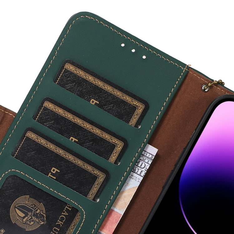 For Honor X5 Plus Genuine Leather Magnetic RFID Leather Phone Case(Green) - Honor Cases by PMC TechLife | Online Shopping South Africa | PMC TechLife | Buy Now Pay Later Mobicred