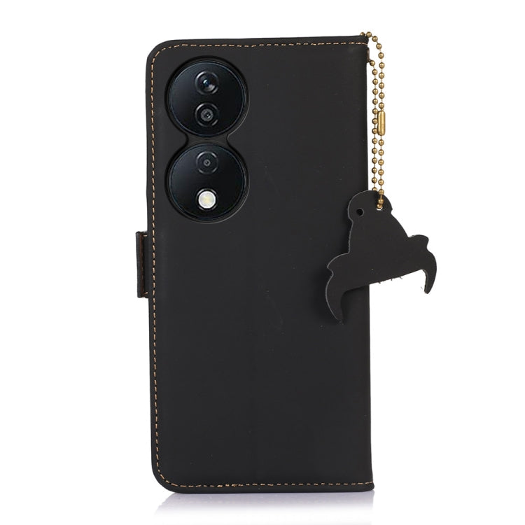 For Honor X7b Genuine Leather Magnetic RFID Leather Phone Case(Black) - Honor Cases by PMC TechLife | Online Shopping South Africa | PMC TechLife | Buy Now Pay Later Mobicred