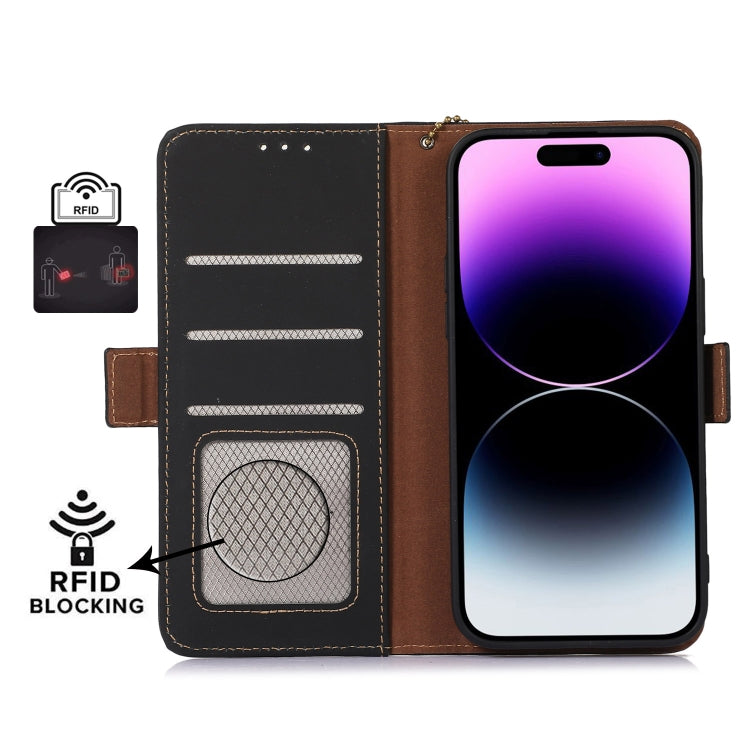 For Honor X7b Genuine Leather Magnetic RFID Leather Phone Case(Black) - Honor Cases by PMC TechLife | Online Shopping South Africa | PMC TechLife | Buy Now Pay Later Mobicred