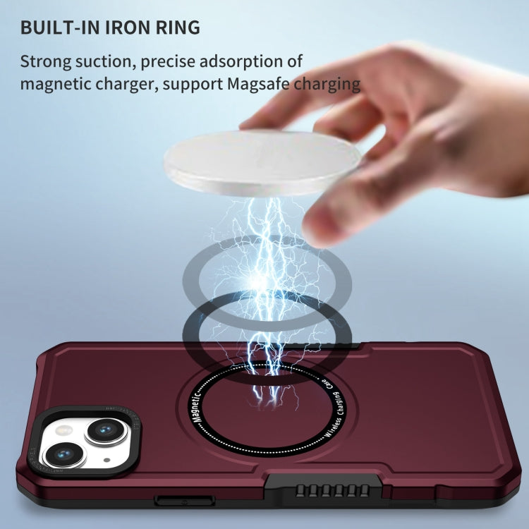 For iPhone 15 Plus MagSafe Shockproof Armor Phone Case(Wine Red) - iPhone 15 Plus Cases by PMC TechLife | Online Shopping South Africa | PMC TechLife