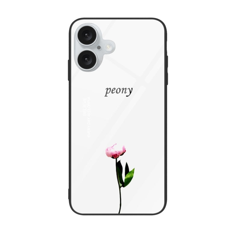 For iPhone 16 Colorful Painted Glass Phone Case(A Flower) - iPhone 16 Cases by PMC Jewellery | Online Shopping South Africa | PMC Jewellery | Buy Now Pay Later Mobicred