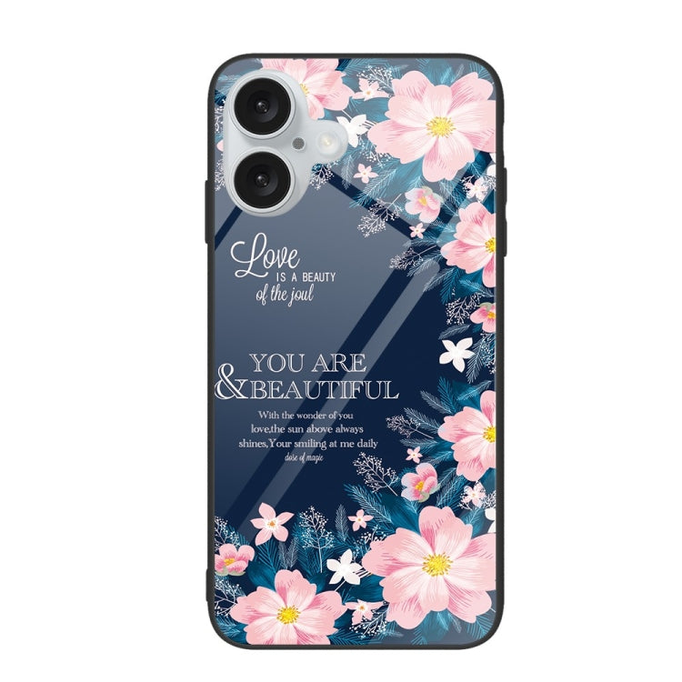 For iPhone 16 Colorful Painted Glass Phone Case(Flower) - free shipping - PMC TechLife - Order now!