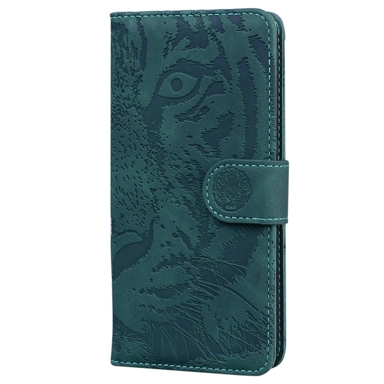 For iPhone 16 Plus Tiger Embossing Pattern Leather Phone Case(Green) - iPhone 16 Pro Cases by PMC TechLife | Online Shopping South Africa | PMC TechLife | Buy Now Pay Later Mobicred