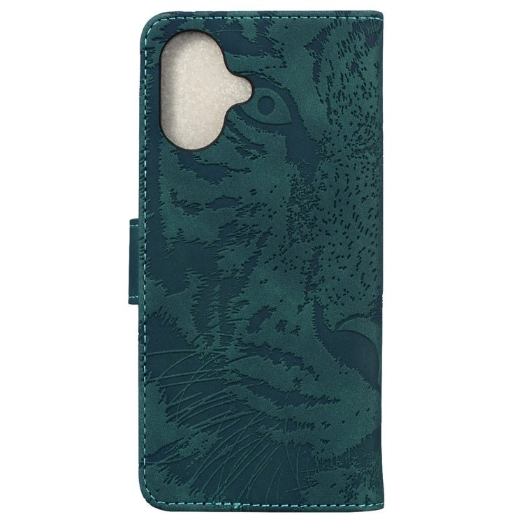 For iPhone 16 Plus Tiger Embossing Pattern Leather Phone Case(Green) - iPhone 16 Pro Cases by PMC TechLife | Online Shopping South Africa | PMC TechLife | Buy Now Pay Later Mobicred