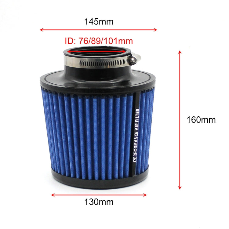 XH-UN077-079 Car High Flow Cold Cone Engine Air Intake Filter, Size:76mm(Black) - Air Intake System by PMC Jewellery | Online Shopping South Africa | PMC Jewellery | Buy Now Pay Later Mobicred