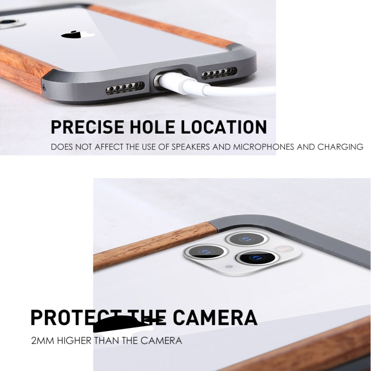 For iPhone 11 Pro Max R-JUST Metal + Wood Frame Protective Case - free shipping - PMC TechLife - Order now!