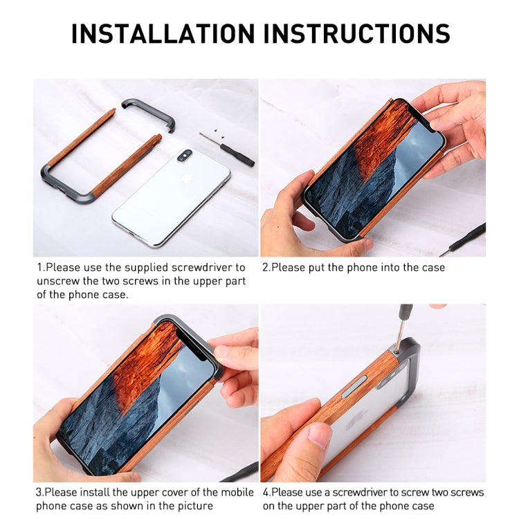 For iPhone 11 Pro Max R-JUST Metal + Wood Frame Protective Case - free shipping - PMC TechLife - Order now!