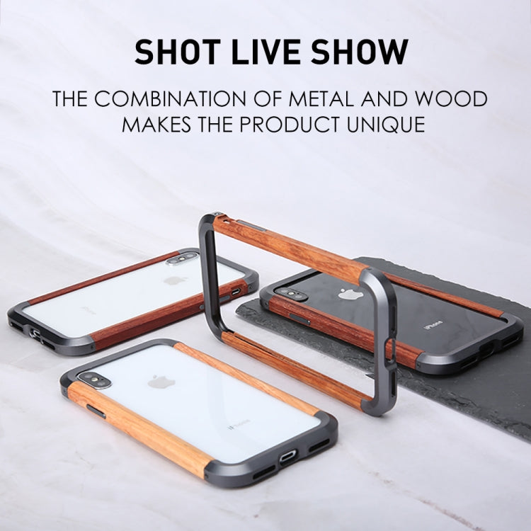For iPhone X / XS R-JUST Metal + Wood Frame Protective Case - free shipping - PMC TechLife - Order now!