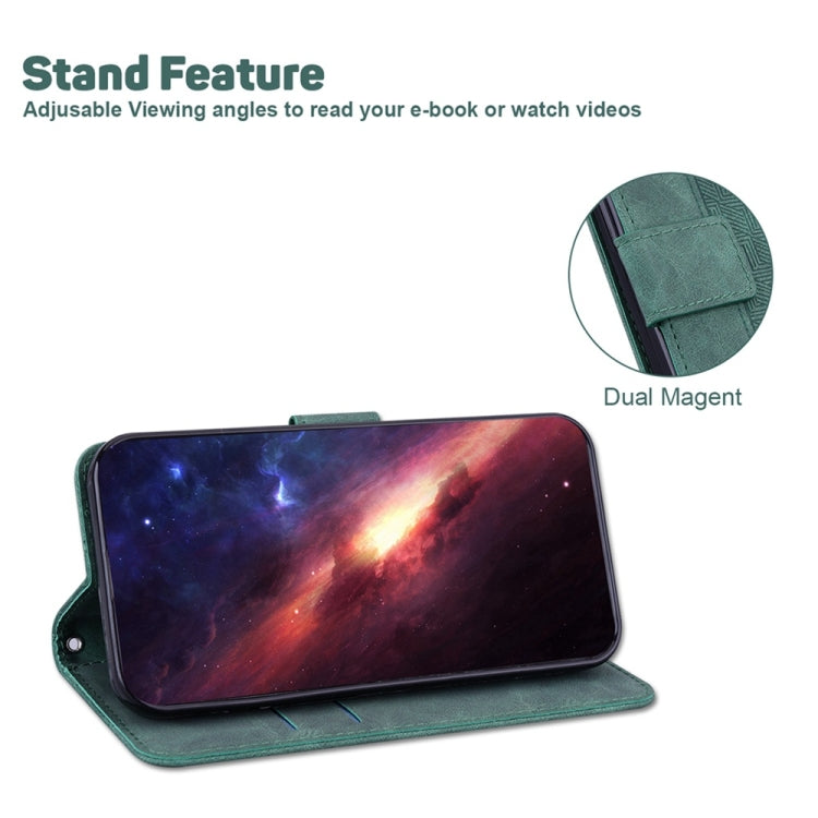 For Motorola Edge 2024 Geometric Embossed Leather Phone Case(Green) - free shipping - PMC Jewellery - Order now!