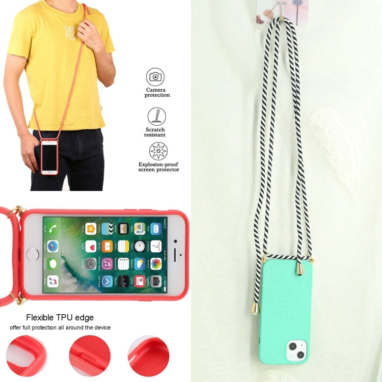 For iPhone 16 Pro Wheat Straw TPU Shockproof Phone Case with Neck Lanyard(Green) - iPhone 16 Pro Cases by PMC TechLife | Online Shopping South Africa | PMC TechLife | Buy Now Pay Later Mobicred