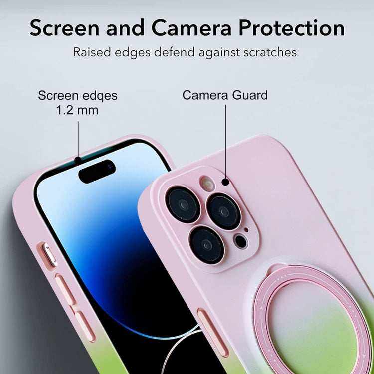 For iPhone 14 Pro Max MagSafe Holder Gradient TPU Phone Case(Gray Purple) - iPhone 14 Pro Max Cases by PMC TechLife | Online Shopping South Africa | PMC TechLife