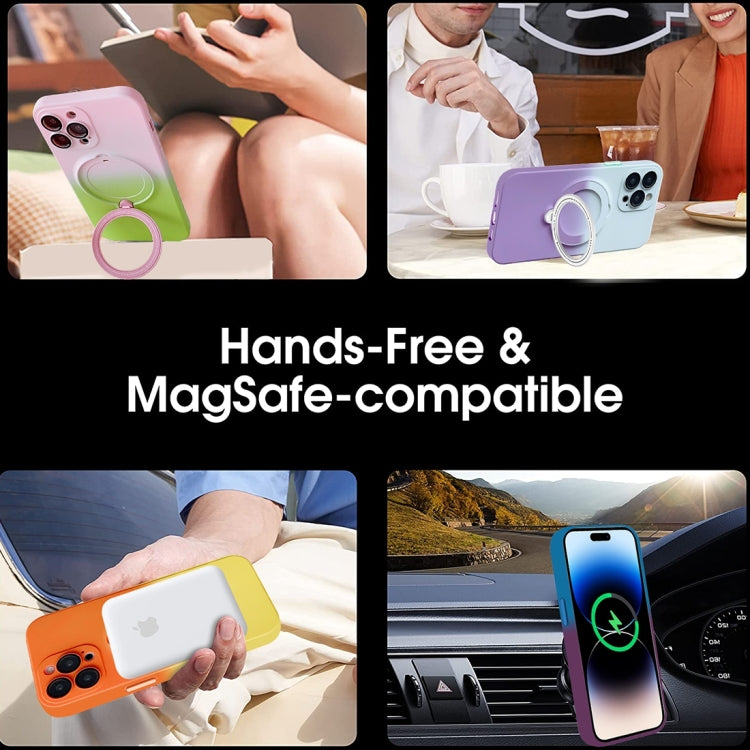For iPhone 13 Pro MagSafe Holder Gradient TPU Phone Case(Deep Purple Gray) - iPhone 13 Pro Cases by PMC TechLife | Online Shopping South Africa | PMC TechLife