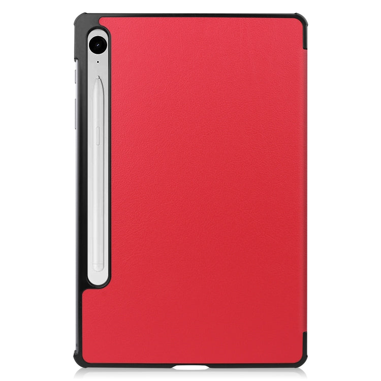 For Samsung Galaxy Tab S9 FE Custer Pure Color 3-Fold Holder Smart Leather Tablet Case(Red) - Galaxy Tab S9 FE by PMC Jewellery | Online Shopping South Africa | PMC Jewellery | Buy Now Pay Later Mobicred