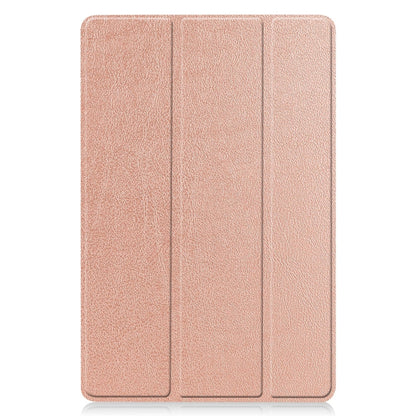 For Samsung Galaxy Tab S9 FE Custer Pure Color 3-Fold Holder Smart Leather Tablet Case(Rose Gold) - Galaxy Tab S9 FE by PMC Jewellery | Online Shopping South Africa | PMC Jewellery | Buy Now Pay Later Mobicred