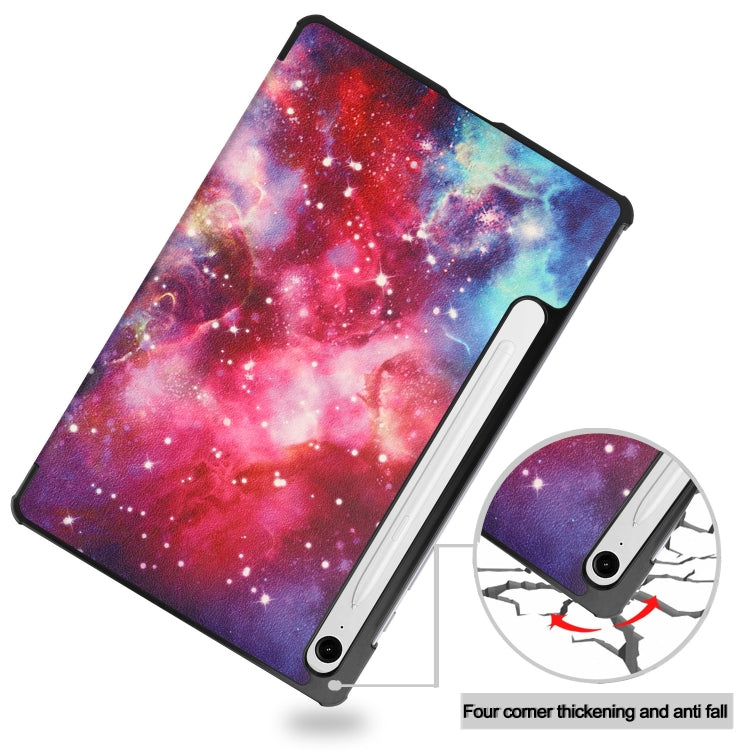 For Samsung Galaxy Tab S9 FE Custer Painted 3-Fold Holder Smart Leather Tablet Case(Milky Way Nebula) - Galaxy Tab S9 FE by PMC Jewellery | Online Shopping South Africa | PMC Jewellery