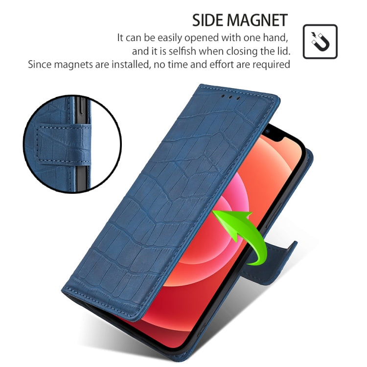 For Honor Magic6 Pro 5G Skin Feel Crocodile Magnetic Clasp Leather Phone Case(Blue) - free shipping - PMC Jewellery - Order now!