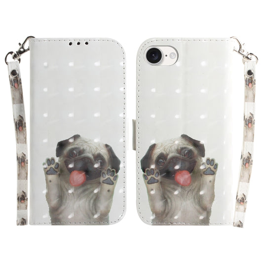 For iPhone SE 2024 3D Colored Horizontal Flip Leather Phone Case(Pug) - More iPhone Cases by PMC Jewellery | Online Shopping South Africa | PMC Jewellery | Buy Now Pay Later Mobicred